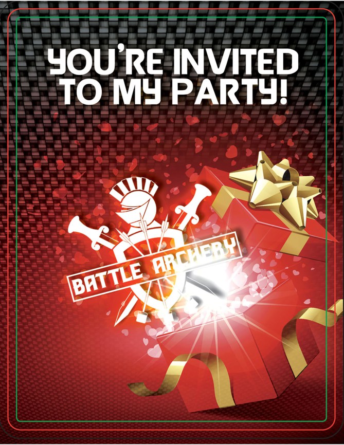 Battle Archery printable birthday party invitation
